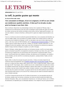 LeTemps.ch | Le teff, la petite graine qui monte