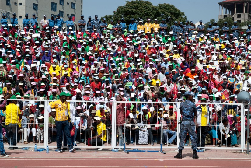 Mai 2015 - Des partisans du parti au pouvoir, l'EPRDF, dans le s